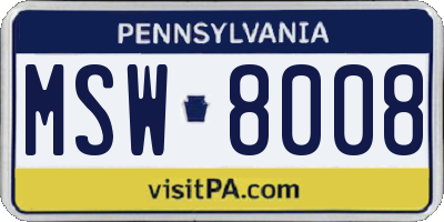PA license plate MSW8008