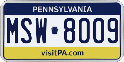 PA license plate MSW8009