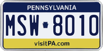 PA license plate MSW8010