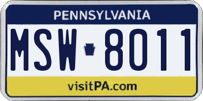 PA license plate MSW8011