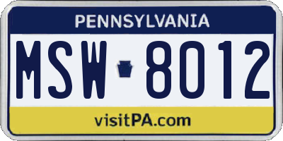 PA license plate MSW8012