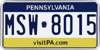 PA license plate MSW8015