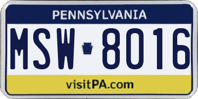 PA license plate MSW8016