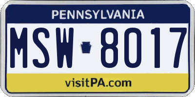 PA license plate MSW8017