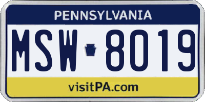 PA license plate MSW8019