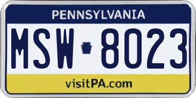 PA license plate MSW8023