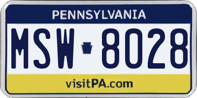 PA license plate MSW8028