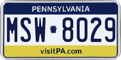 PA license plate MSW8029