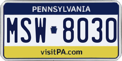 PA license plate MSW8030