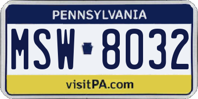 PA license plate MSW8032