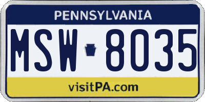 PA license plate MSW8035