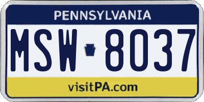 PA license plate MSW8037