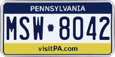 PA license plate MSW8042