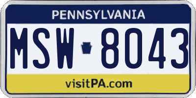 PA license plate MSW8043