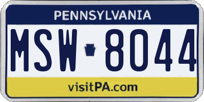 PA license plate MSW8044