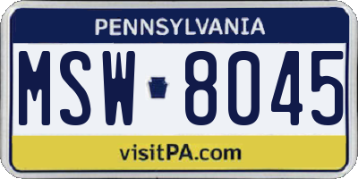 PA license plate MSW8045