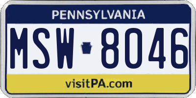 PA license plate MSW8046