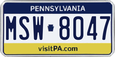 PA license plate MSW8047