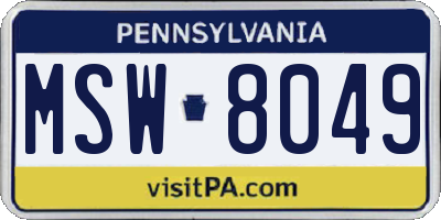 PA license plate MSW8049