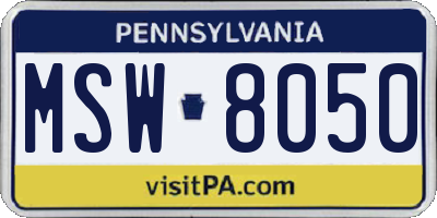 PA license plate MSW8050