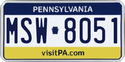 PA license plate MSW8051