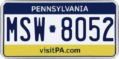 PA license plate MSW8052
