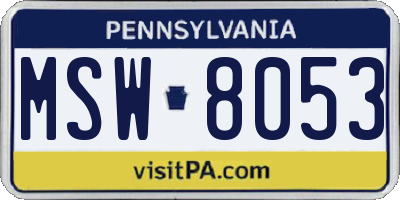 PA license plate MSW8053