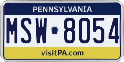 PA license plate MSW8054