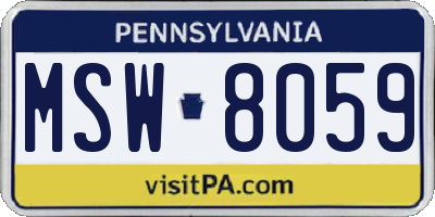 PA license plate MSW8059