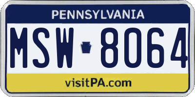 PA license plate MSW8064