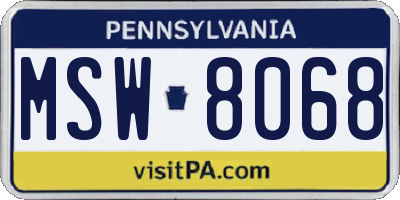 PA license plate MSW8068