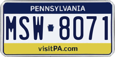 PA license plate MSW8071