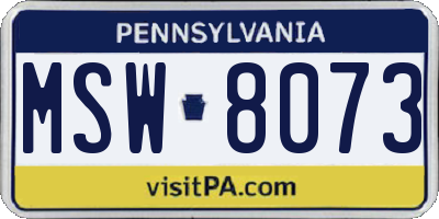 PA license plate MSW8073