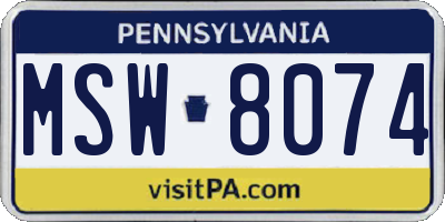 PA license plate MSW8074