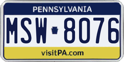 PA license plate MSW8076