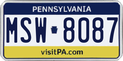 PA license plate MSW8087