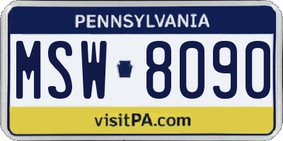 PA license plate MSW8090