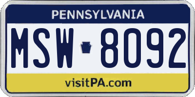 PA license plate MSW8092