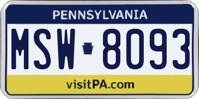 PA license plate MSW8093