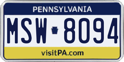 PA license plate MSW8094