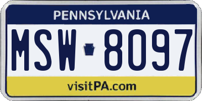 PA license plate MSW8097