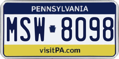 PA license plate MSW8098