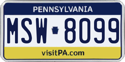 PA license plate MSW8099