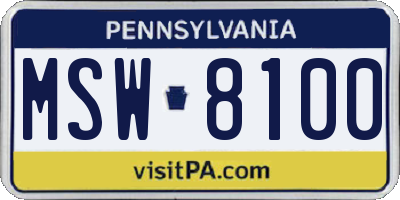 PA license plate MSW8100