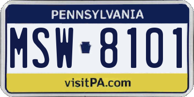 PA license plate MSW8101