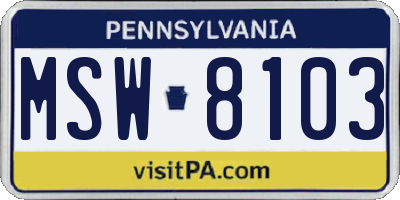 PA license plate MSW8103