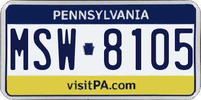 PA license plate MSW8105
