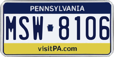 PA license plate MSW8106