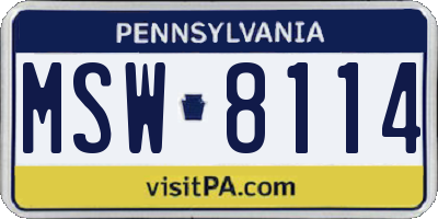 PA license plate MSW8114