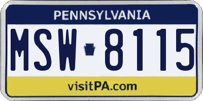PA license plate MSW8115